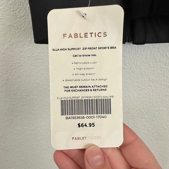 Fabletics Ella High Support Zip Front Sports Bra Medium Black NWT - Picture 5 of 5